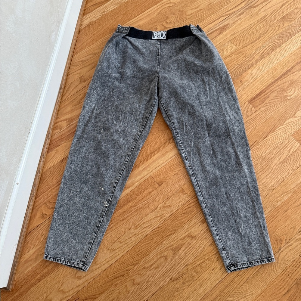 Tactics Sports faded gray jeans pants with Velcro waist